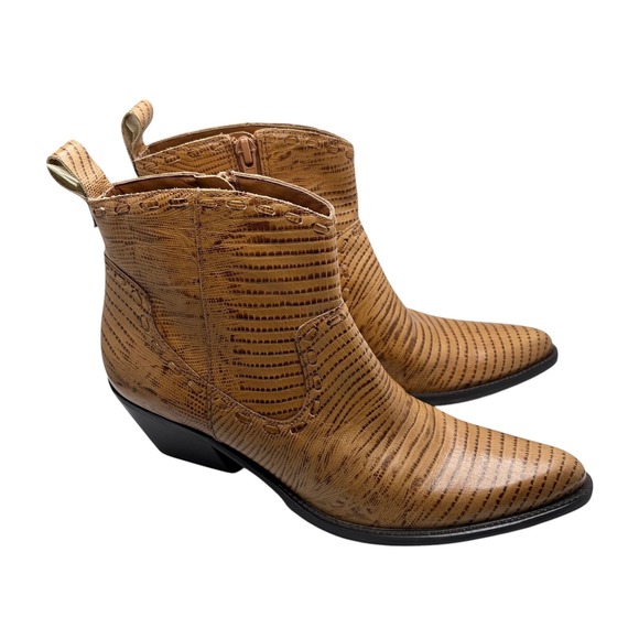 Gianni Bini Western Ankle Boots Size 6 Lizard Print Pointed Cowboy‎ Festival - Picture 1 of 8